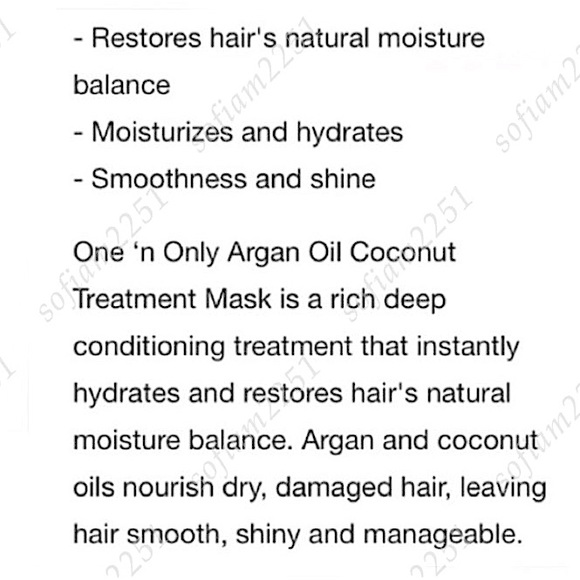 5️⃣/$25!💖One ‘n Only Argan Oil Coconut Treatment Hair Mask NEW! - Picture 5 of 8